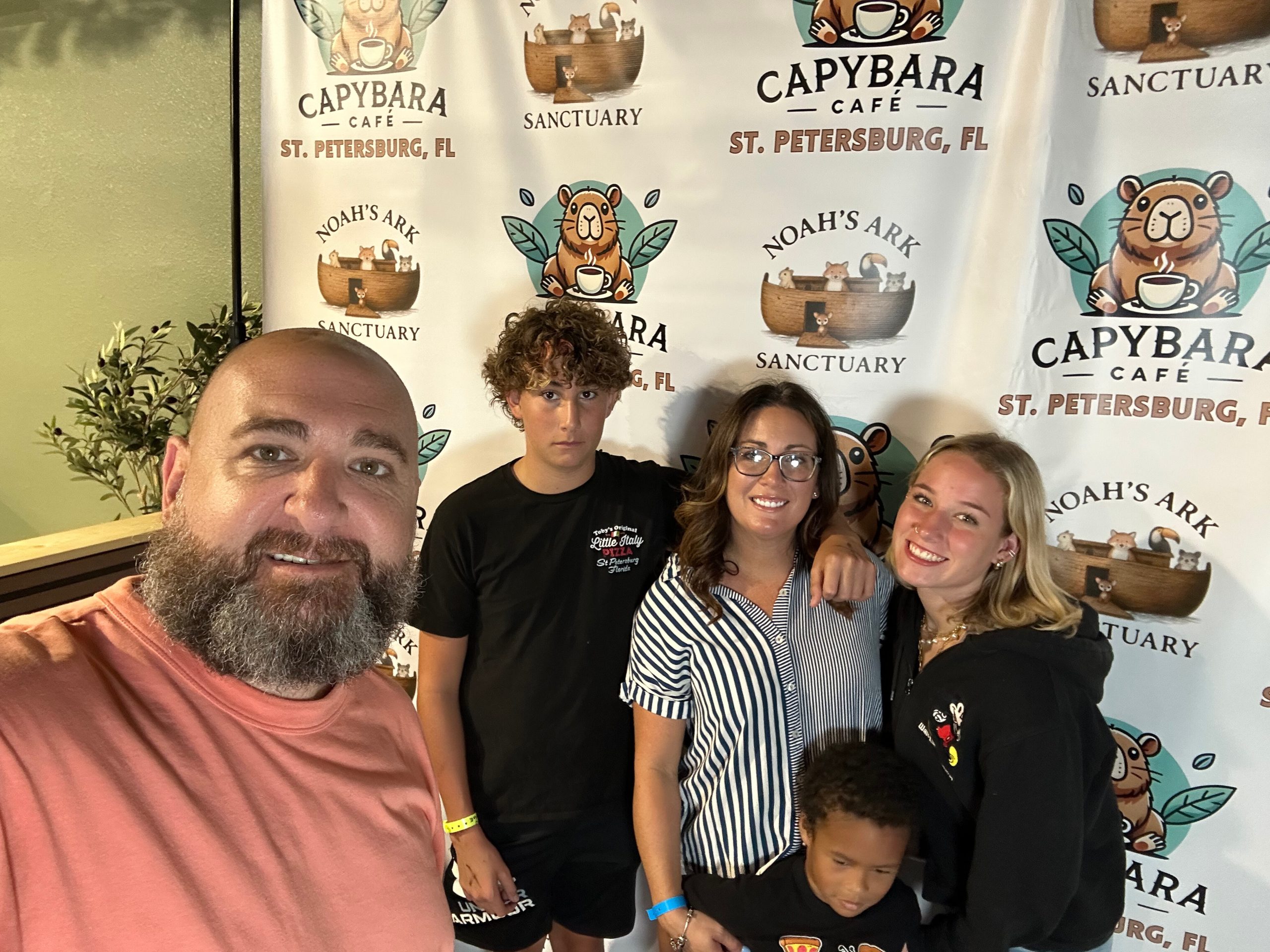 Part of the family at the Capybara Cafe Photo Booth